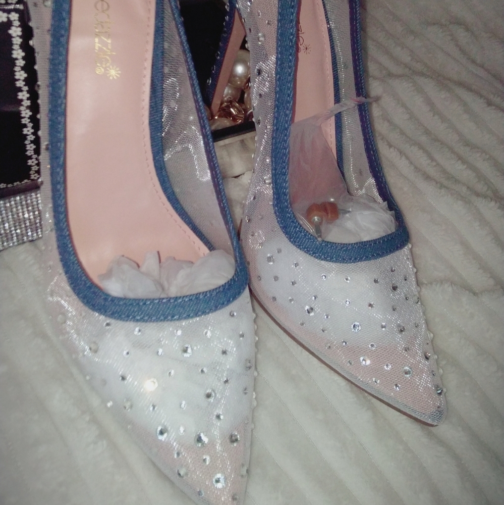 Diamonds are forever denim blue heels